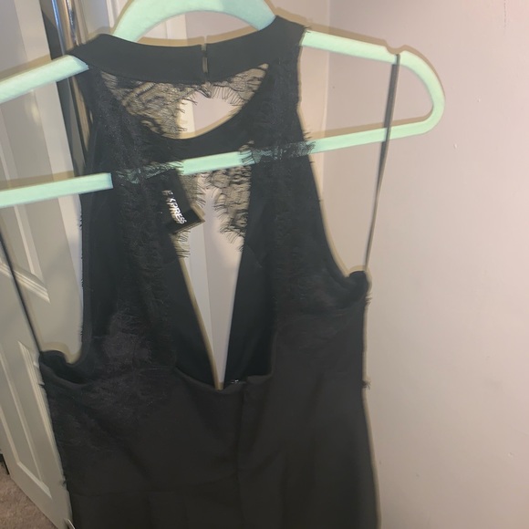 Black lace low V Jumpsuit - Picture 2 of 4